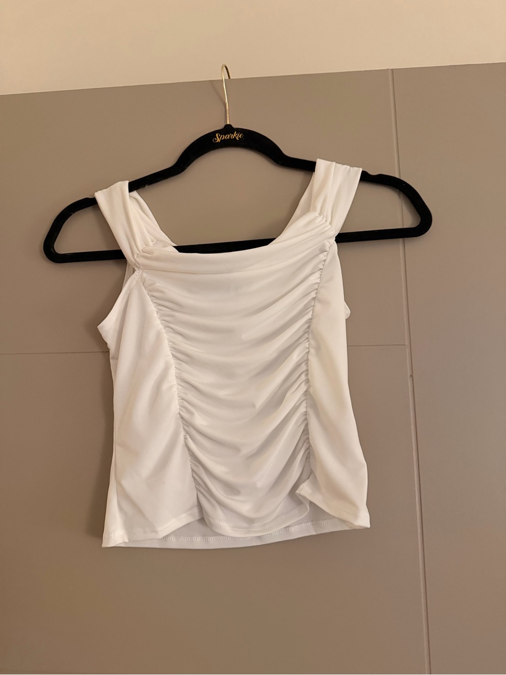 Urban Outfitters White Ruched Square-Neck Camisole